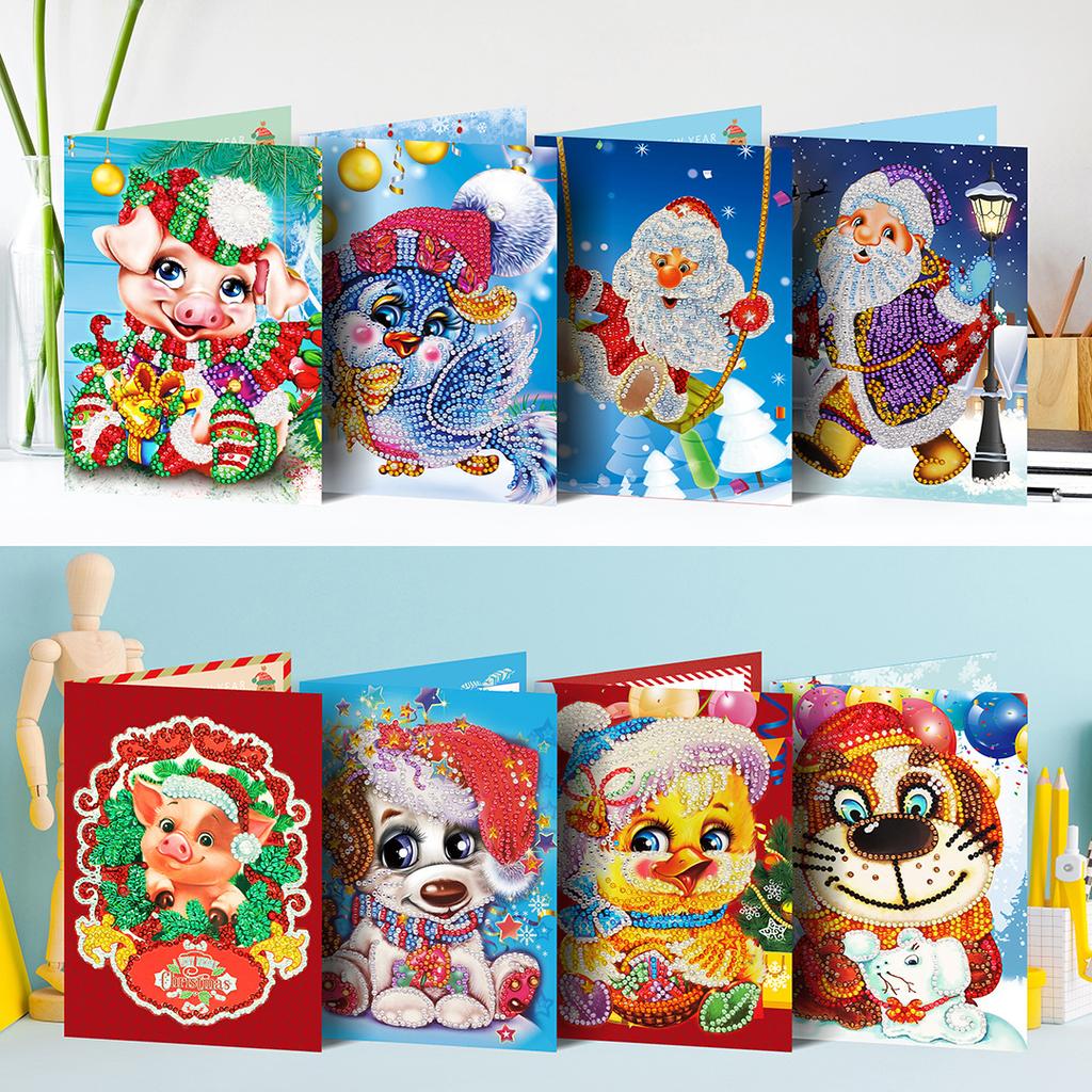 8 шт./компл., рождественские DIY алмазные живописи, поздравительные открытки, 5D мультяшные открытки, детский фестиваль, вышивка, поздравительные открытки, подарки ручной работы