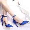 Women Fashion Dress Shoes Office Lady Elegant Pumps Thin Mid Heels Pointed Toe High Sandals Platform Sandals Shoe