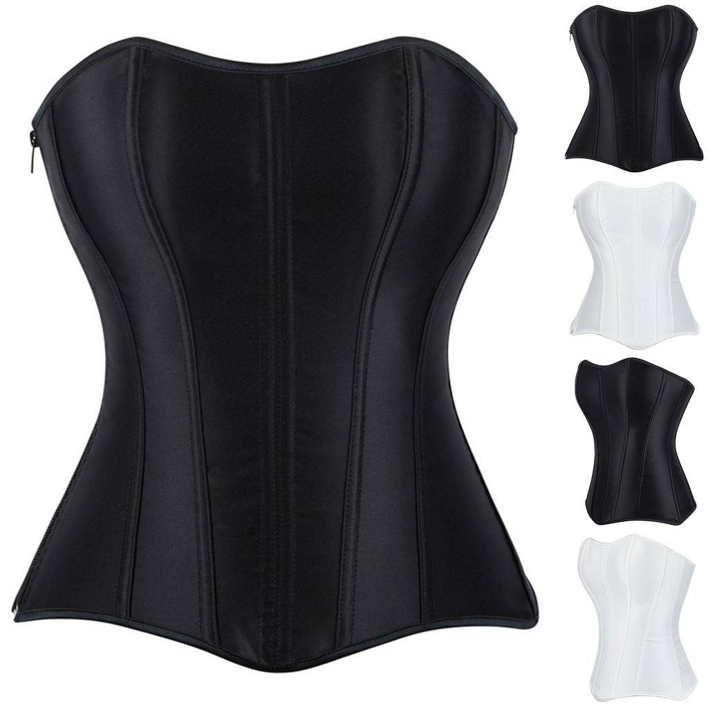 Women's  Sexy LaceBack Zip Corset Top Bustier G-string Body Shapewear