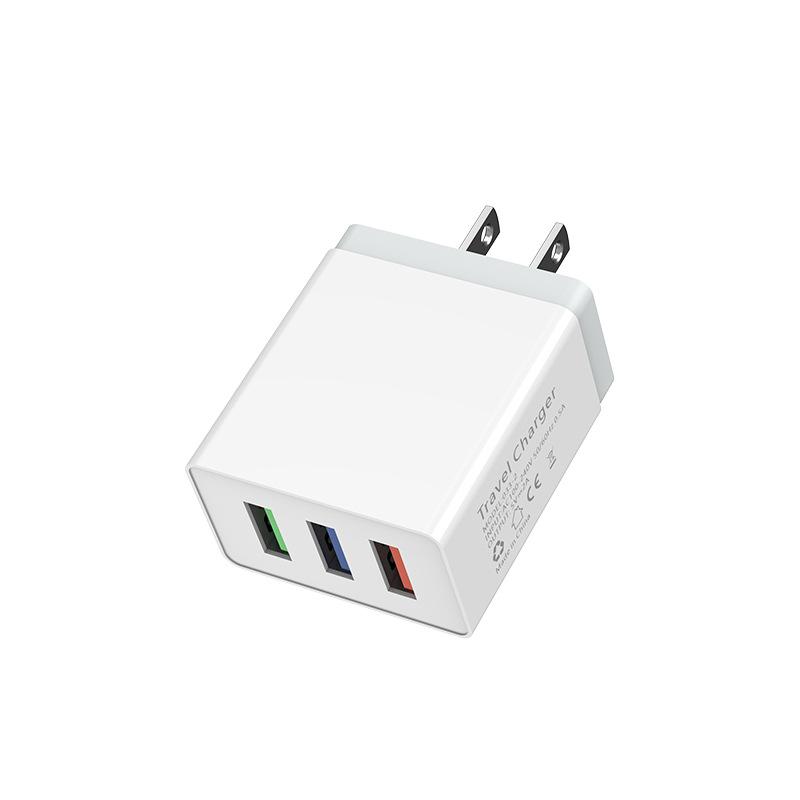 5V2A Mobile Phone Fast Charging Head, European, American and British 3USB Multi-port Charging Head Travel Charger
