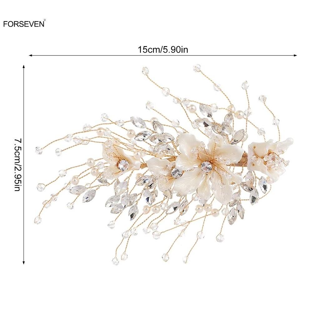 Fashion Shiny Crystal Beads Hair Clips Handmade Fairy Flower Fairy Flower Headpieces Hair Styling Jewelry Side Clips for Bride