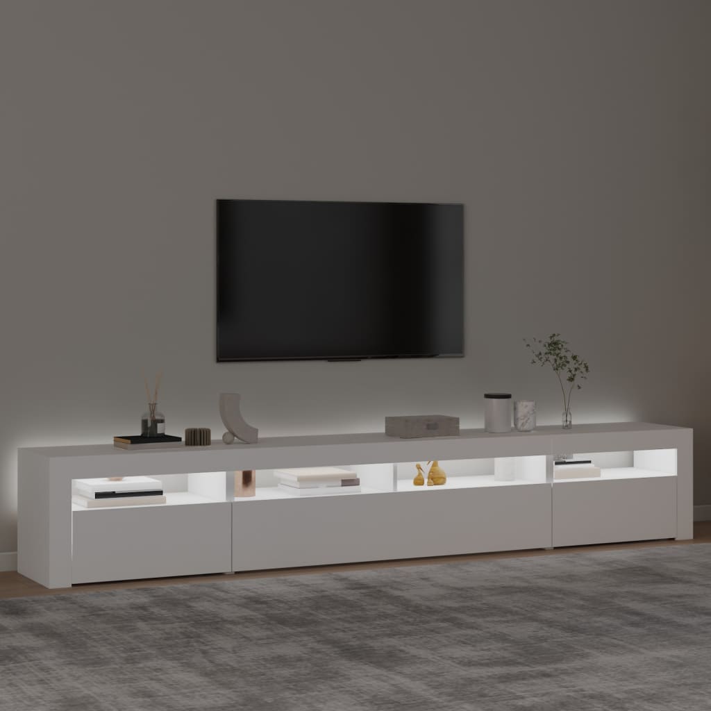 Vidaxl Szafka Pod Tv Z Oświetleniem Led, Biała, 240X35X40 Cm