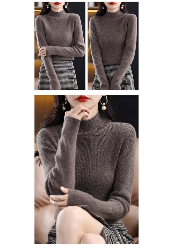 Siping Stitch Women's Half-High Collar Sweater: Autumn/Winter Slimming Knitwear