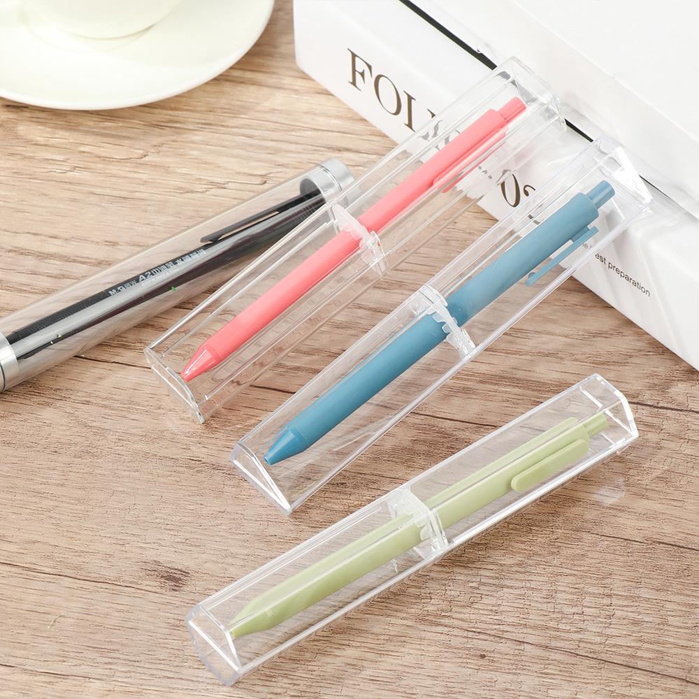 Gift Transparent Solid Color Pen Storage Case Pen Box Office Supplies School