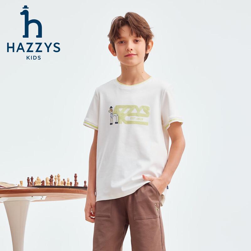 HAZZYS Мальчишеская футболка с коротким рукавом и контрастной манжетой, эластичная