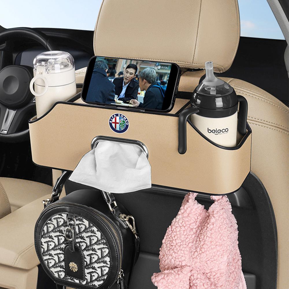 Car Backseat Organizer Hanging Seat Back Tissue Water Cup Holder For Alfa Romeo Giulietta GT 159 147 Giulia F1 Stelvio Volante vs2