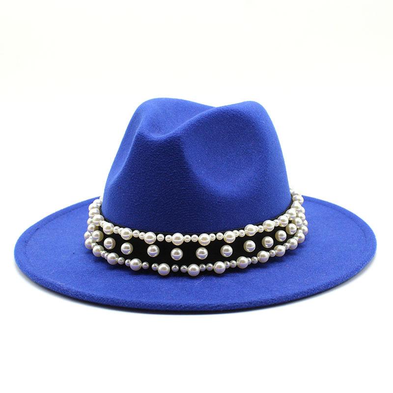 Jazz Hat, Pearl Top Hat, Женская модная мужская и женская шерстяная шляпа