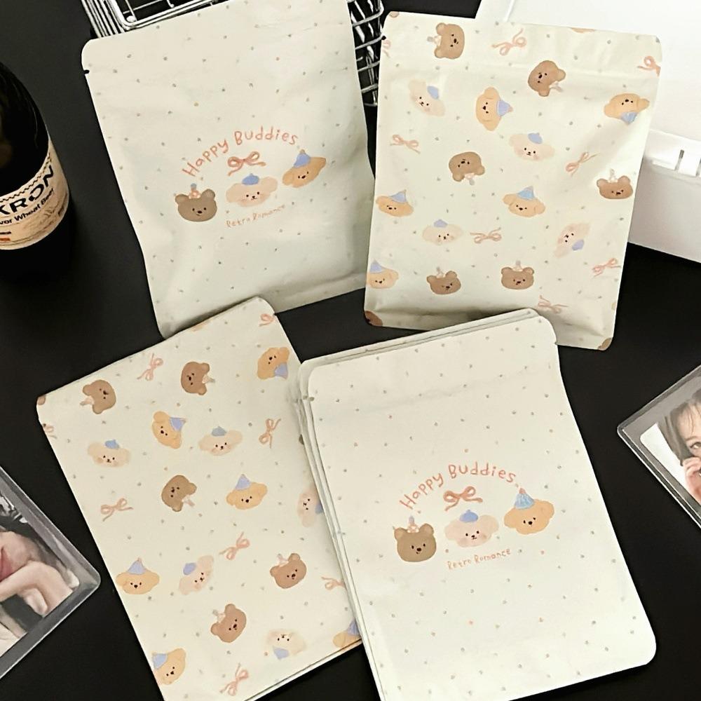 20/50Pcs Self Adhesive OPP Gift Pouch Cute Bear Kpop Card Bag New Biscuits Candy Bags Bread Toast