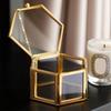 Gold Hexagonal Ring Box Glass Jewelry Storage Box Jewelry Accessory Box Jewelry Organizer
