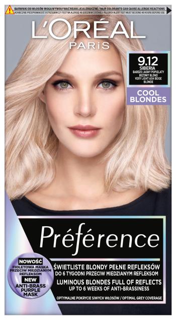 Loreal Preference Cool Blondes Hair Dye - 9.12 Siberia (2x60ml, 54ml)