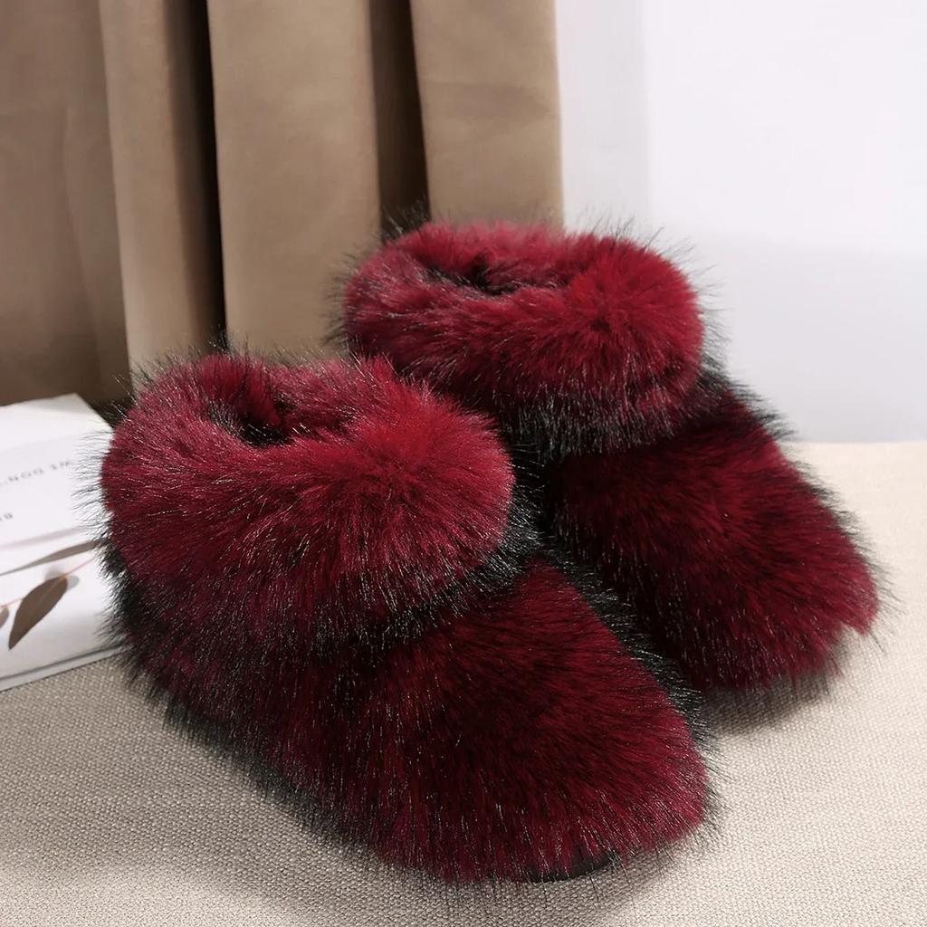 Fashion New Woman Boots High Boots Over-the-knee Fur Snow Boots Women's Fashion Warm Wool-like Plus Velvet Padded Winter Platform Shoes