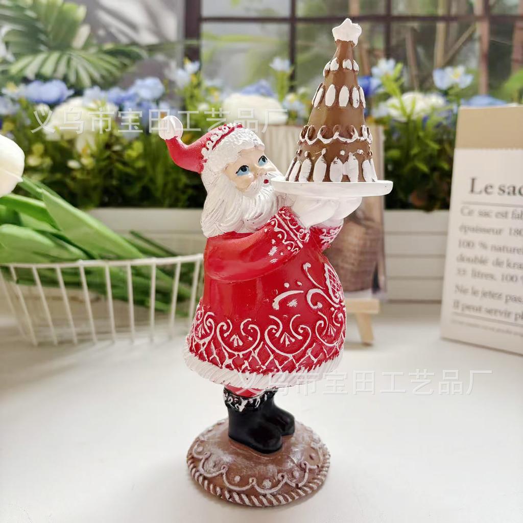 New Outdoor Christmas Couple Santa Claus Statue Ornament Gifts Resin Crafts Ornament