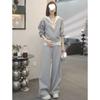 Женский модный и молодежный мини-комплект из двух предметов в корейском стиле: худи и брюки с широкими штанинами для весеннего образа