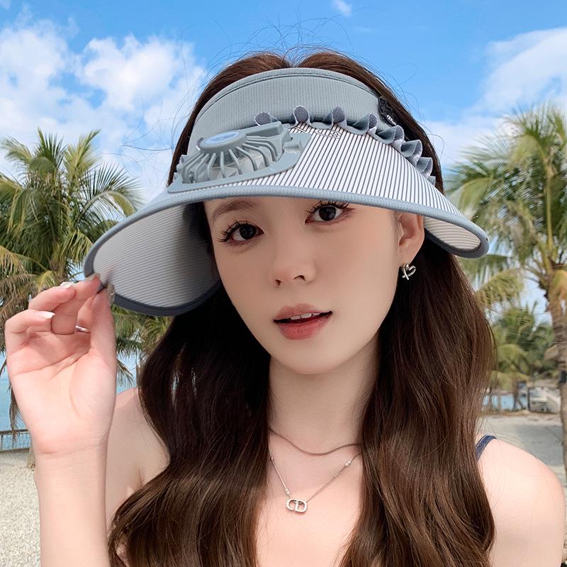 Женская перезаряжаемая солнцезащитная шляпа с защитой от УФ-лучей и широкими полями для велоспорта