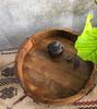 Wood Round Carved Coffee Table - Beautifull Side End table For Home Decor Furniture, Indian Central Ethnic Home Decor Table - Chakki Grinder