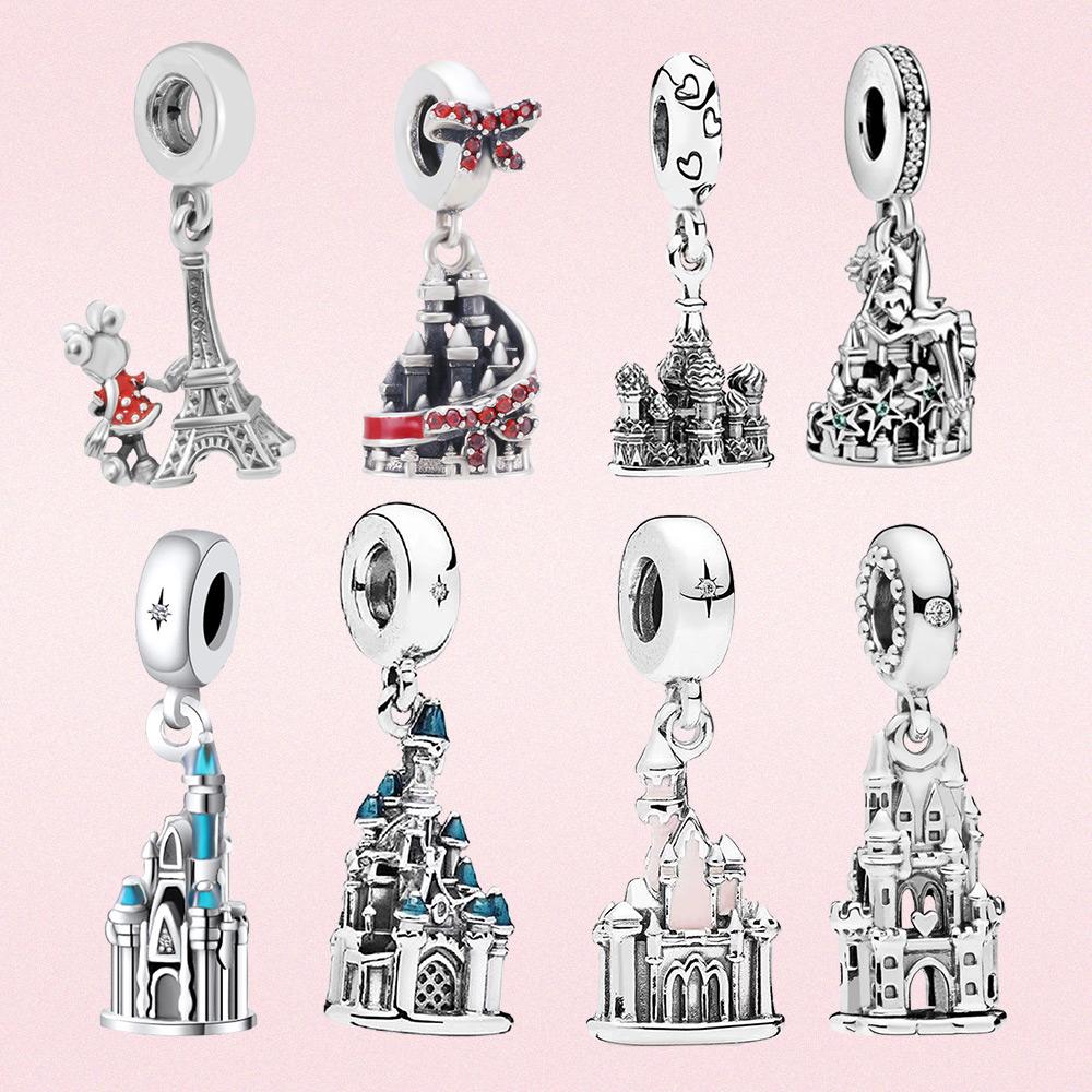 925 Silver Charm Magic Elf Castle Dangle Charm Pengdant Fit Original Bracelet Women Jewelry Gift