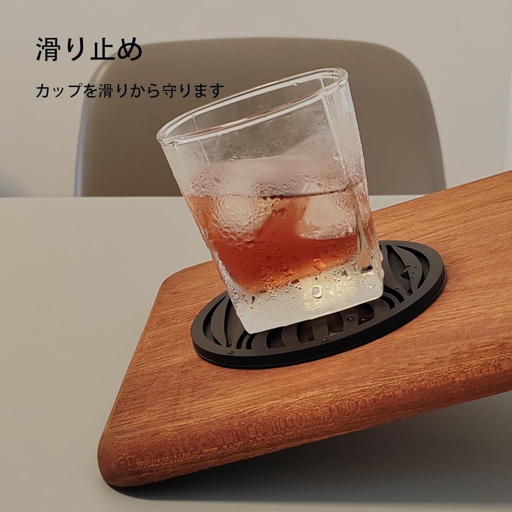 Силиконовые подставки Karasu no Ki, Стильные, Набор из 10 штук, Не прилипают, Водостойкие, Термостойкие, Не скользят, Круглые, 10 см (Черный волновой узор)