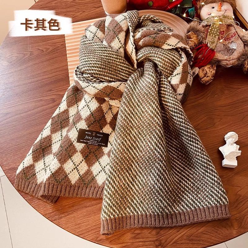 Рождественский шарф, зимний женский шерстяной шарф, новая красная клетка, универсальный, высококлассный, новая шаль для тепла