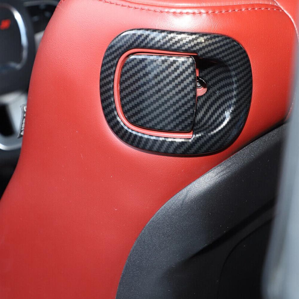 ABS Carbon Fiber Backrest Seat Handle Button Decor Cover Bezel Trim For Dodge Challenger 2016-2023