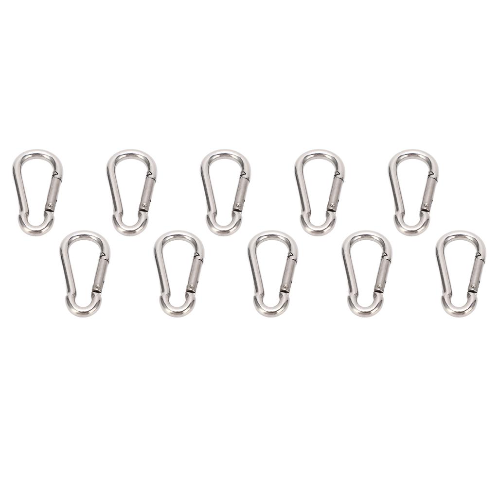 10Pcs Carabiner Clip Spring Snap Hook Heavy Duty Quick Link 304 Stainless Steel for Bird Feeders 4MM