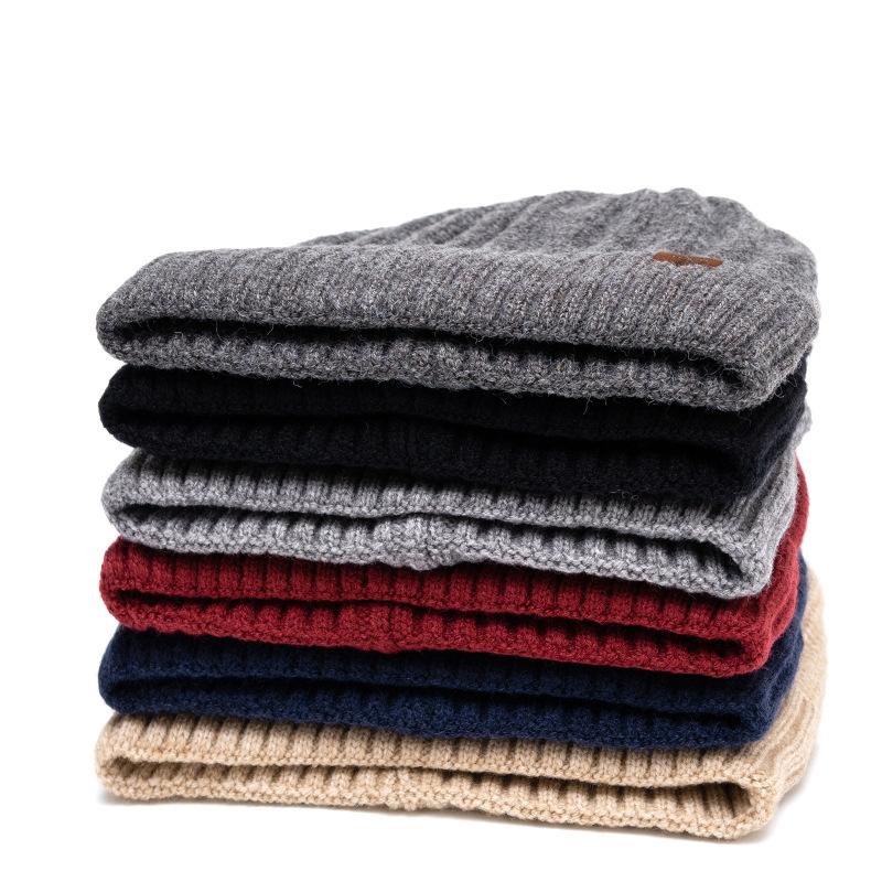 Шапка мужская осенне-зимняя теплая холодостойкая вязаная шапка женская защитная шапка с большой головой шерстяная шапка