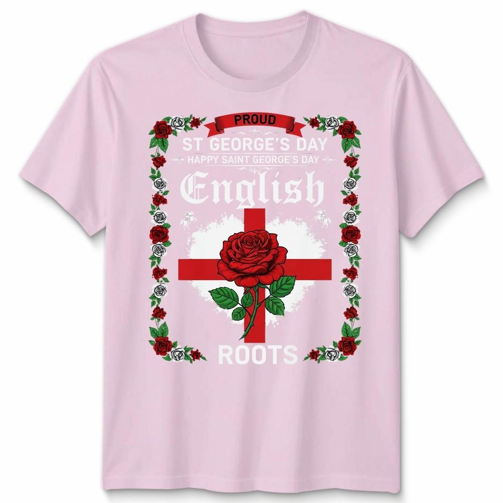 English St Georges Day Idea For Unisex Rose English Flag Tshirt