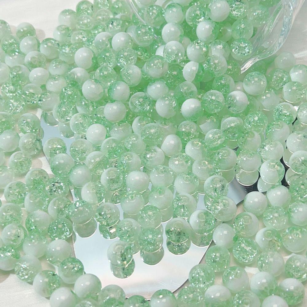 50/30 PCS Exquisite Crackle Beads Durable Round Color Glass Beads Loose Beads  Pendant making