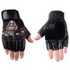 WHITE FANG NT100 Men's Fingerless Leather Cycling Gloves, Breathable Mesh, Road Bike MTB Riding Motorcycle Sports Gloves (Black)