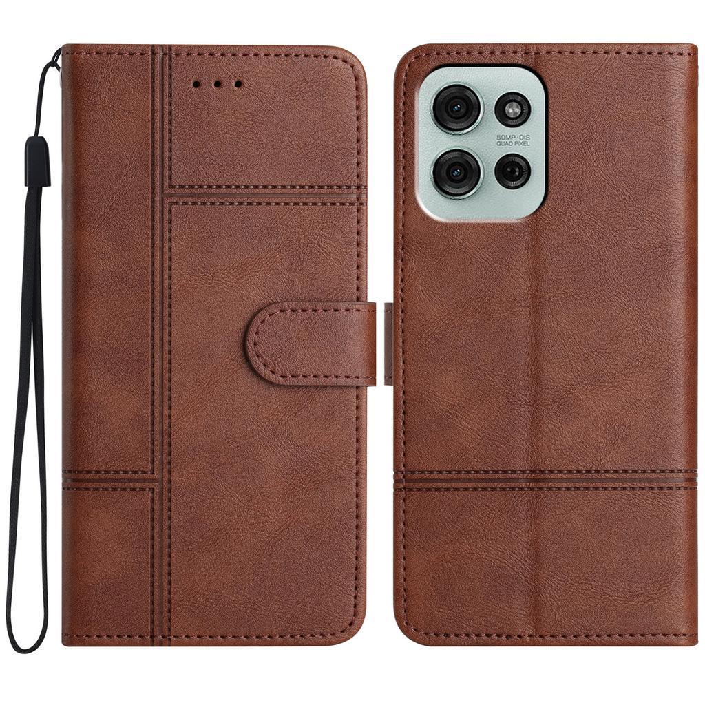 For Motorola Moto G75 5G Case Line Imprinted PU Leather Wallet Phone Cover
