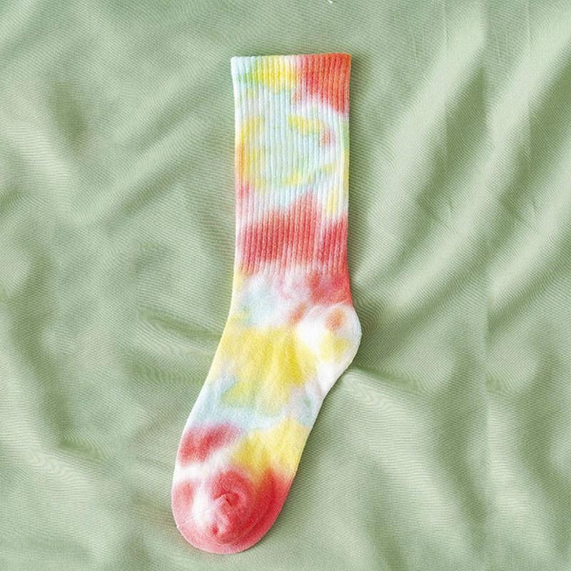 Мужские и женские носки Хлопковые носки-трубы с принтом тай-дай для скейтбординга и хип-хопа Белые носки Кружевные носки для женщин