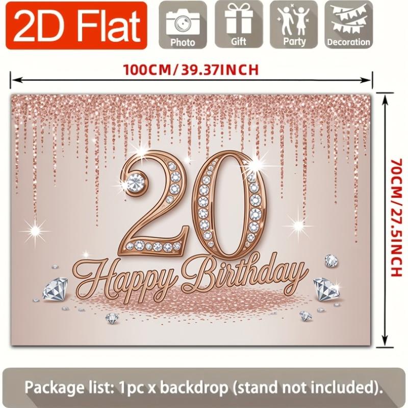 Birthday Party Backdrop Gold Polyester Banner Photo Booth Decoration 44