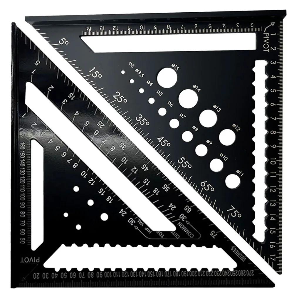 Угловой транспортир 7/12 дюймов, метрическая линейка для измерения треугольников из алюминиевого сплава, линейка для измерения рамы для плотников, инженеров, квадратный инструмент