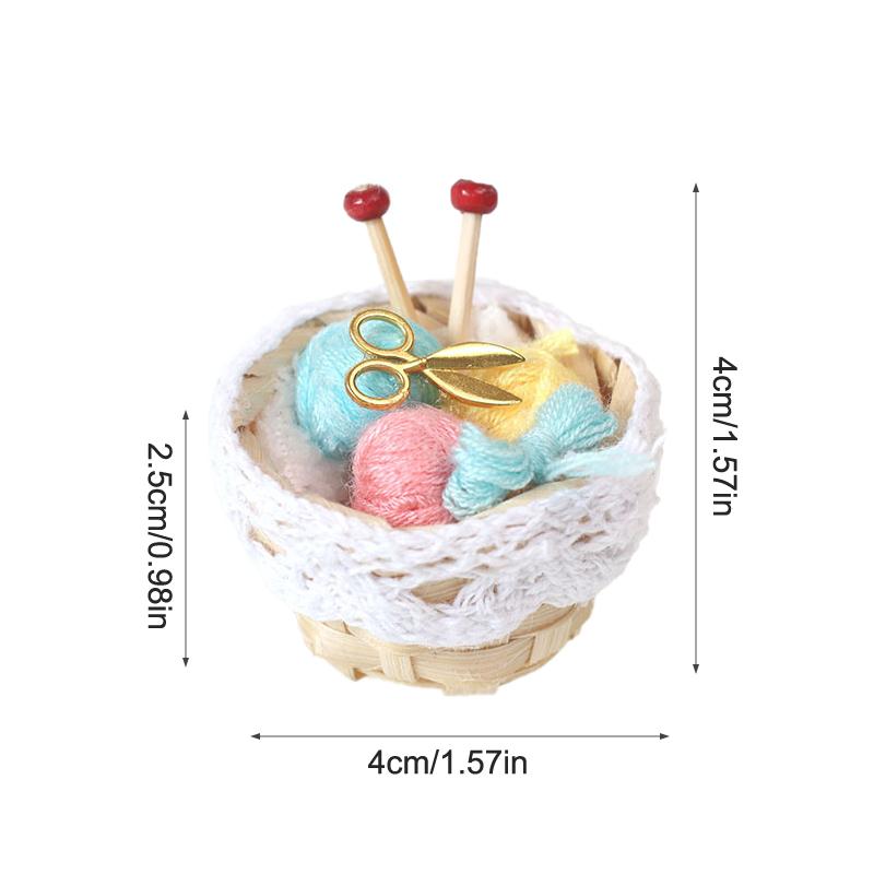 1:12 миниатюрных кукольных домиков, бамбуковая корзина, плетеный клубок пряжи, игольные шарики, ножницы, свитер, инструмент для вязания, корзина, модель для дома, декор