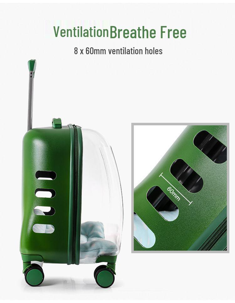 Прозрачный чемодан-коляска для путешествий с питомцем - Двухслойный, одобренный авиакомпаниями для кошек и собак.