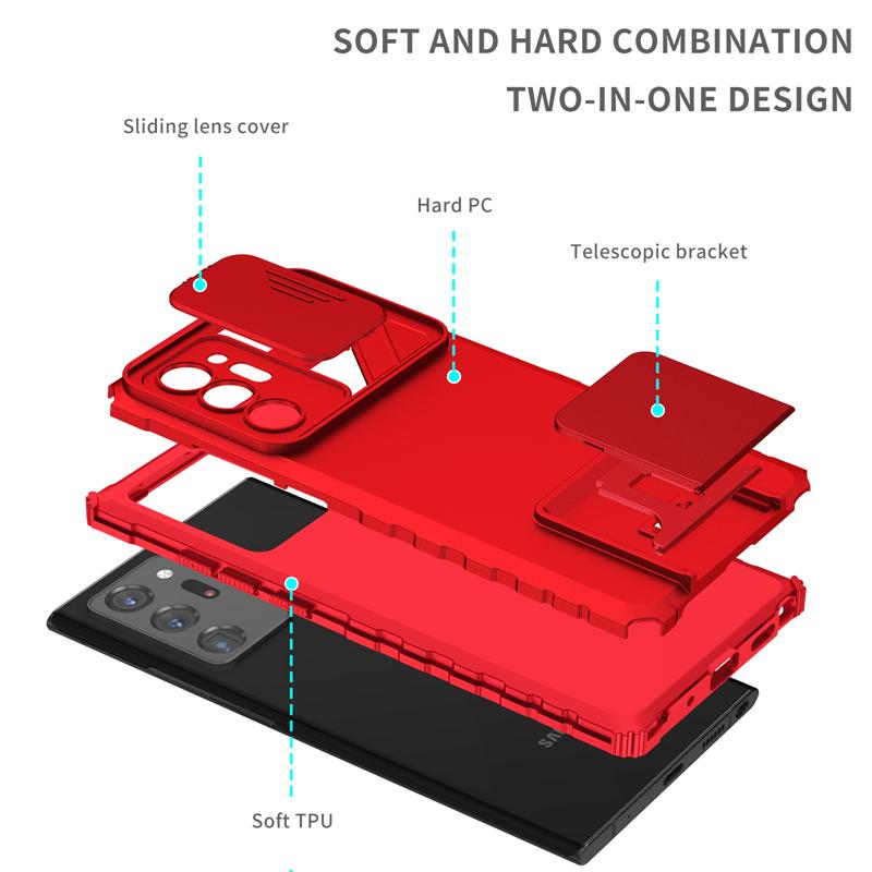Для Samsung Galaxy Note20 Ultra Case Armor Kickstand Phone Case Для Samsung Note20Ultra Note 20 Slide Camera Protective Back Cover