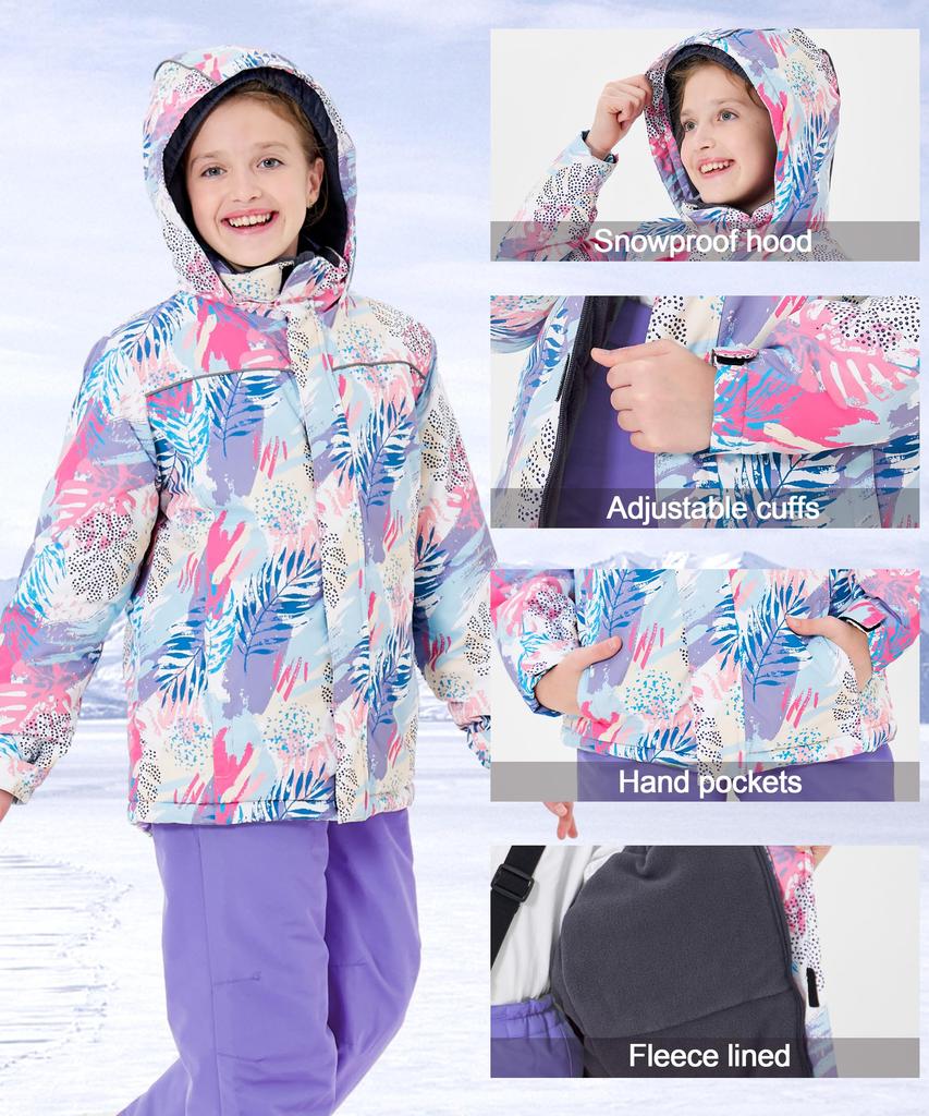 Hiheart Лыжная и сноубордическая одежда Пуховик и Идеально для снега Акихабара Размер 120 Детский комплект, Брюки для девочек, Комплект из 2 предметов, Игра, Цвет,