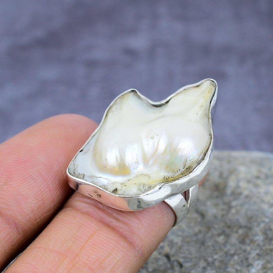 Biwa Pearl Gemstone Handmade 925 Sterling Silver Ring Jewelry For Gift
