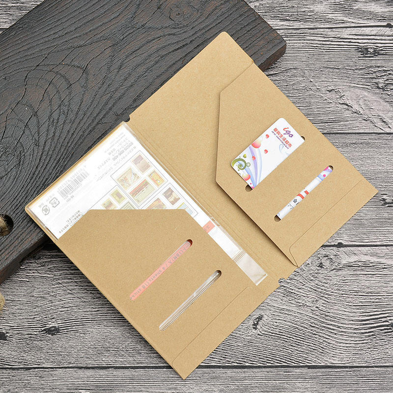Kraft Paper Storage Bag Traveler's Notebook Journal Diary Plug-in Type File Holder Card Storage Bag Tickets Pocket