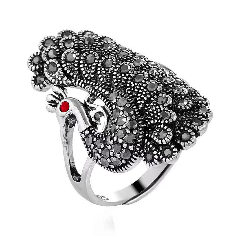 Fashionable Peacock Ring for Women, Japanese, Korean, Cool, European and American Open Index Finger,