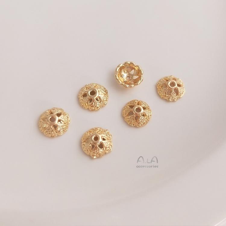 Позолоченная 14K шапочка-разделитель в виде цветка ромашки со звездой, полая, для изготовления ювелирных изделий своими руками