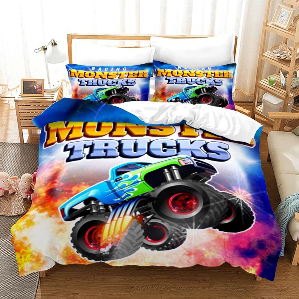 Monster Jam Bedding Set Single Twin Full Queen King Size Monster Jam F1 Bed Set Aldult Kid Bedroom Duvetcover Sets 3D Print 022