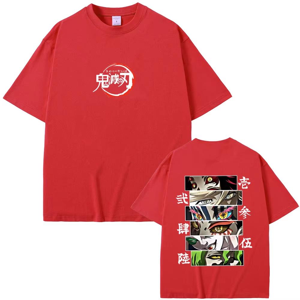 Demon Slayer Demons Pure Cotton Tshirt 2026 Summer New Anime Doublesided Printed Loose Casual Parentchild Short Sleeved Top
