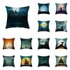Scary Halloween Theme Pumpkin Bat Black Cat Print Pattern Cushion Cover Home Decor Sofa Decor Throw Pillow Cover