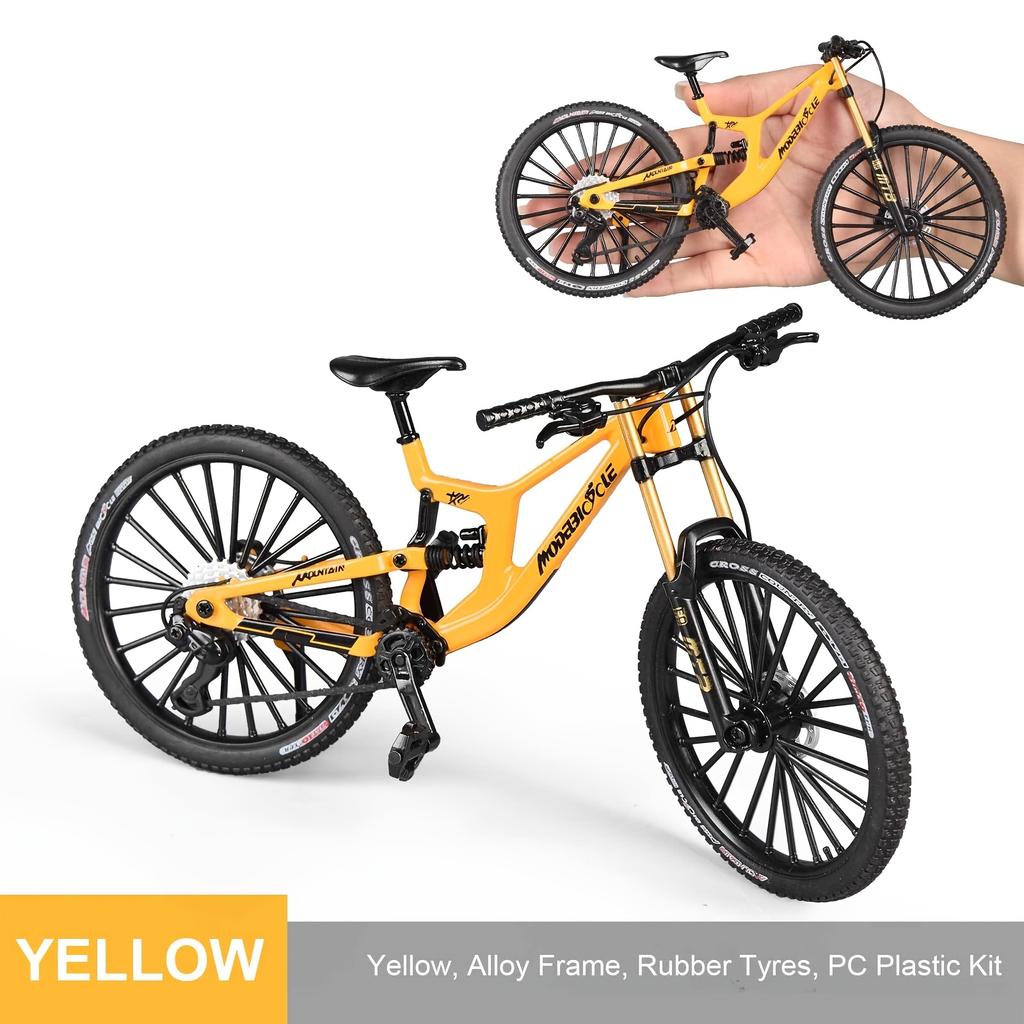 1:8 Alloy mountain bike model with base - features realistic gears and dual suspension, perfect for cycling enthusiasts