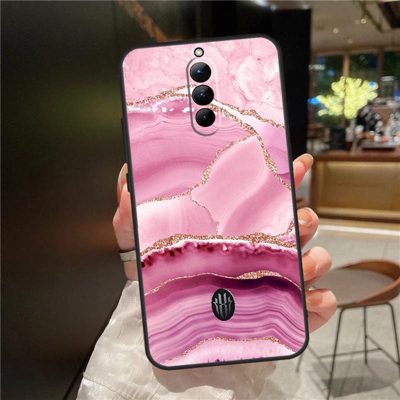 Teal Blue Gold Agate Marble Case For ZTE Nubia Red Magic 8 Pro 8S Pro Plus RedMagic 9 Pro Plus 6 7 6S 7S 6R 5S 5G Cover