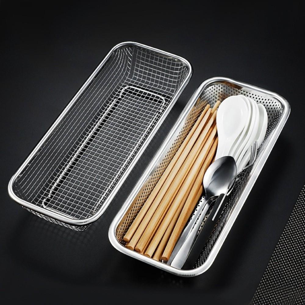 Mesh Filtering Chopsticks Storage Basket Anti-rust Chopstick Spoon Storage Box Sand Sifting