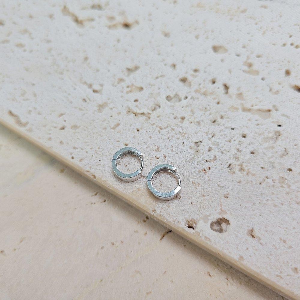 Silver Basic One-Touch Ring Earrings