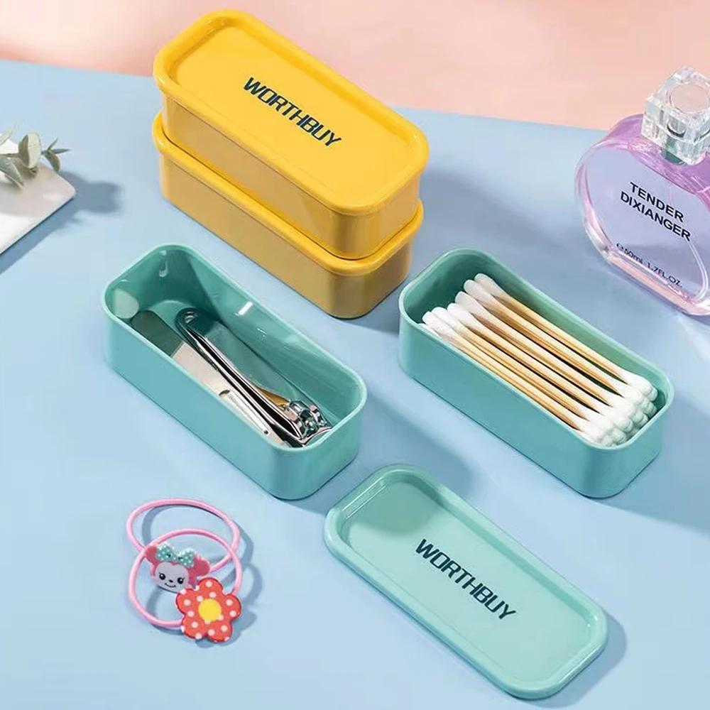 Portable Cotton Swab Box Travel Dental Floss Holder Case Sundries Organizer Box Dust-proof Wire Earphone Cable Storage Box