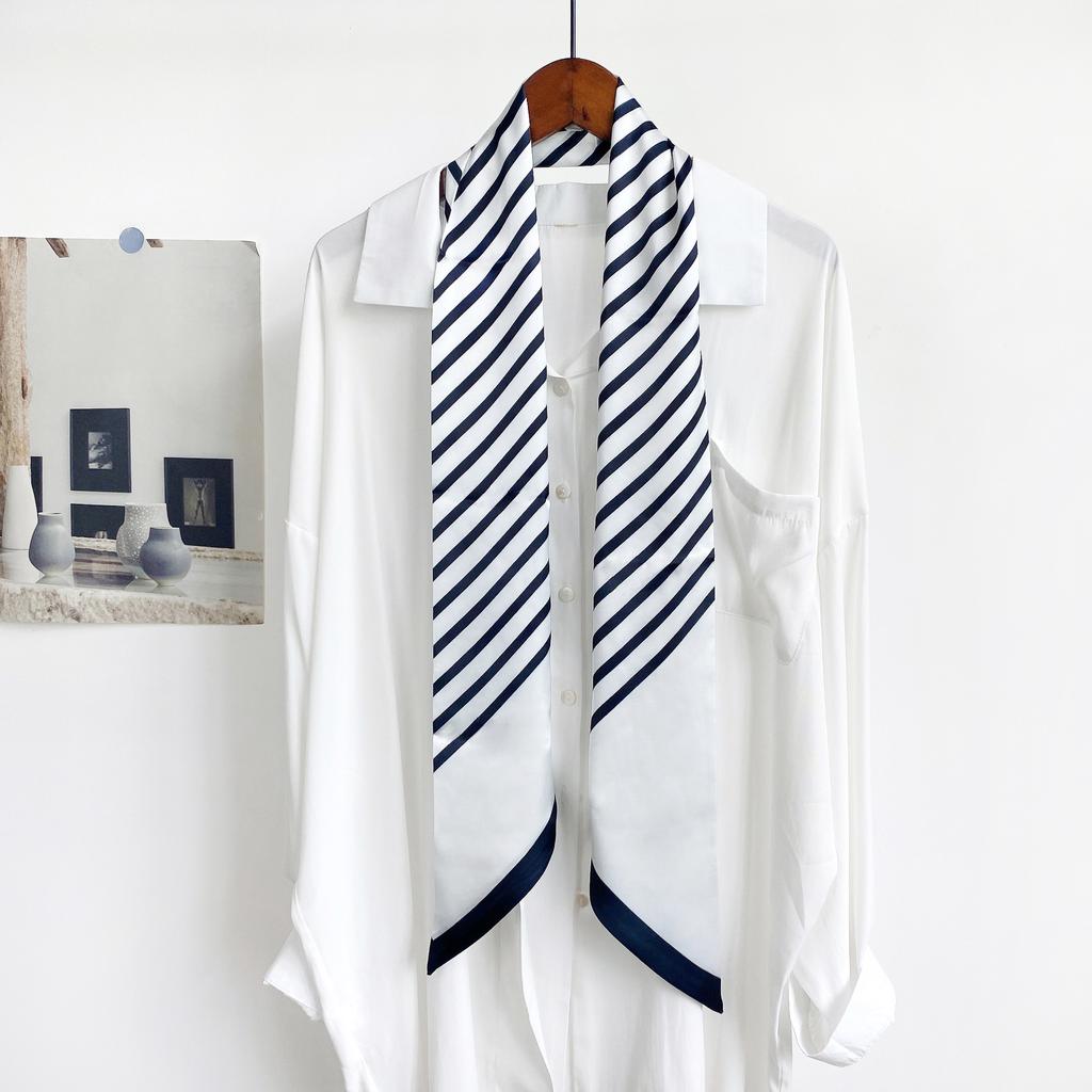 New Simulation Silk Long Scarf Fashionable Versatile Suit Double-Layer Scarf Decorative Bag Wrapped With Professional Scarf For Women