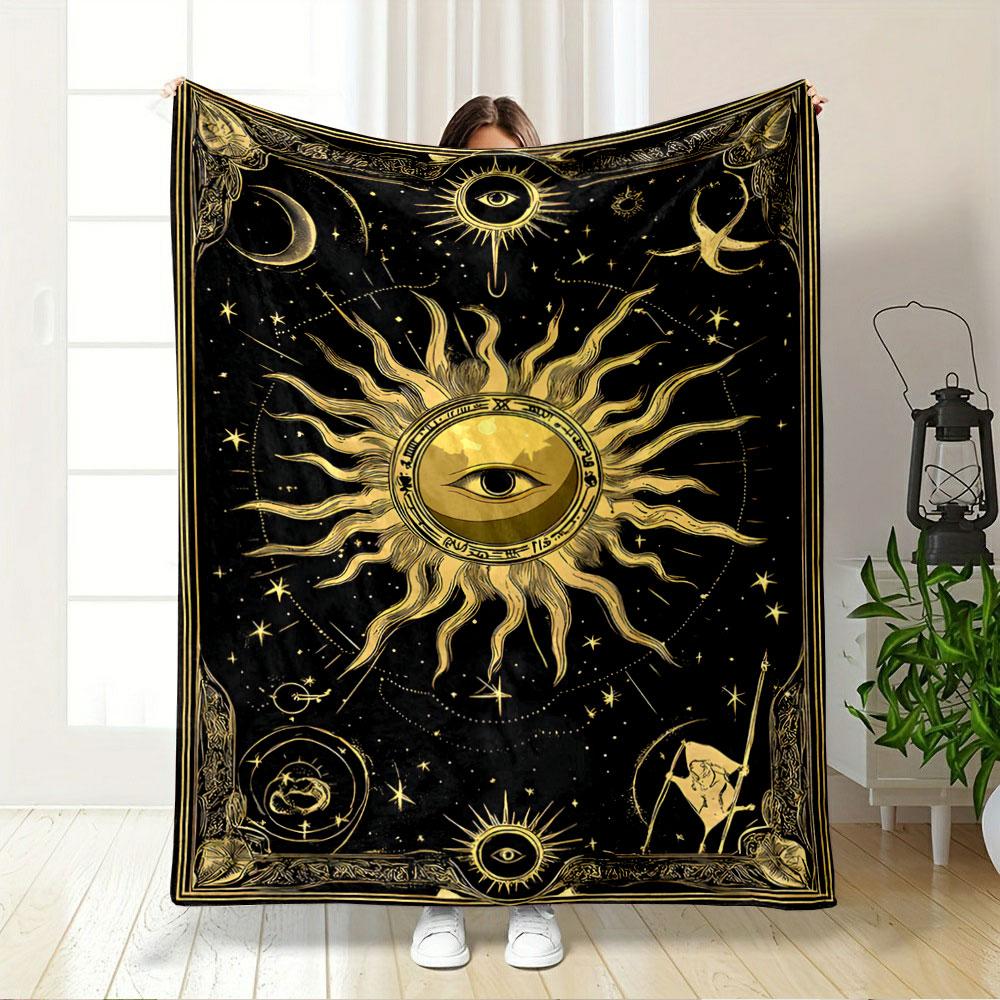 Mystical Sun and Eye Design Blanket for all seasons blanket lunch break throw gift